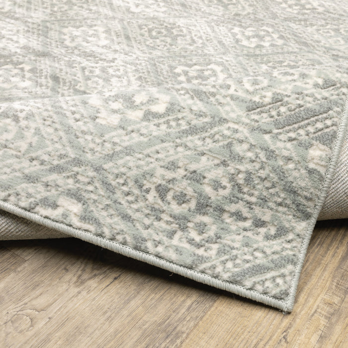 4' X 6' Grey Geometric Power Loom Stain Resistant Area Rug