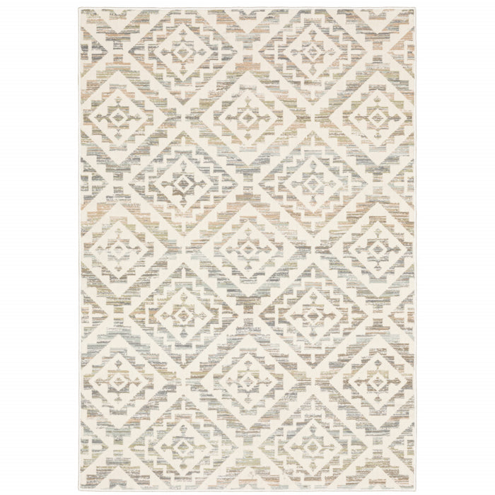 7' X 10' Gray Geometric Power Loom Area Rug