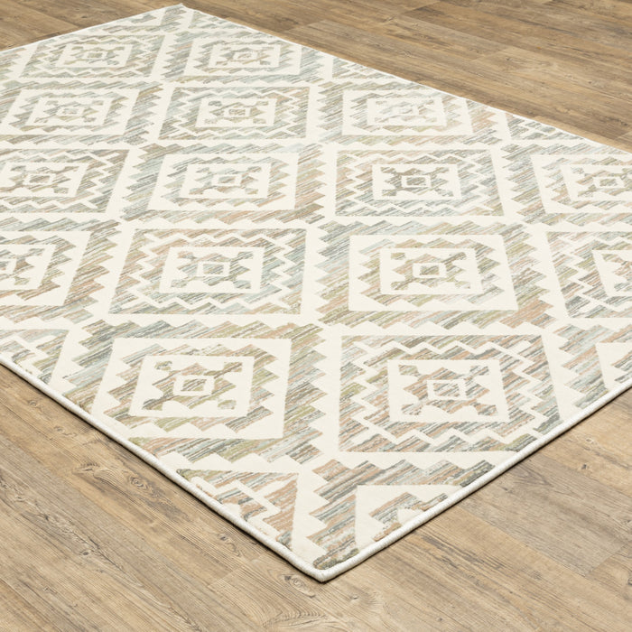 7' X 10' Gray Geometric Power Loom Area Rug