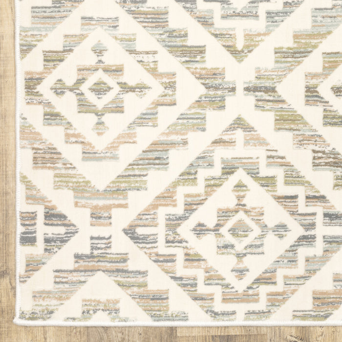 7' X 10' Gray Geometric Power Loom Area Rug