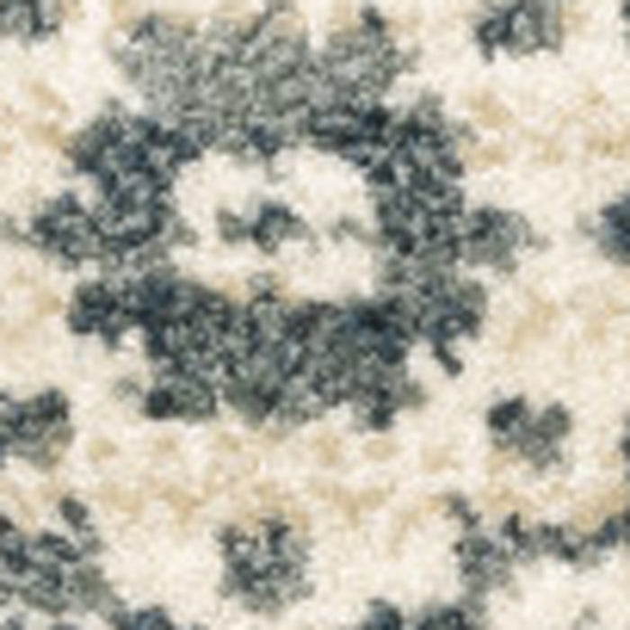 10' X 13' Beige Grey And Blue Oriental Power Loom Stain Resistant Area Rug