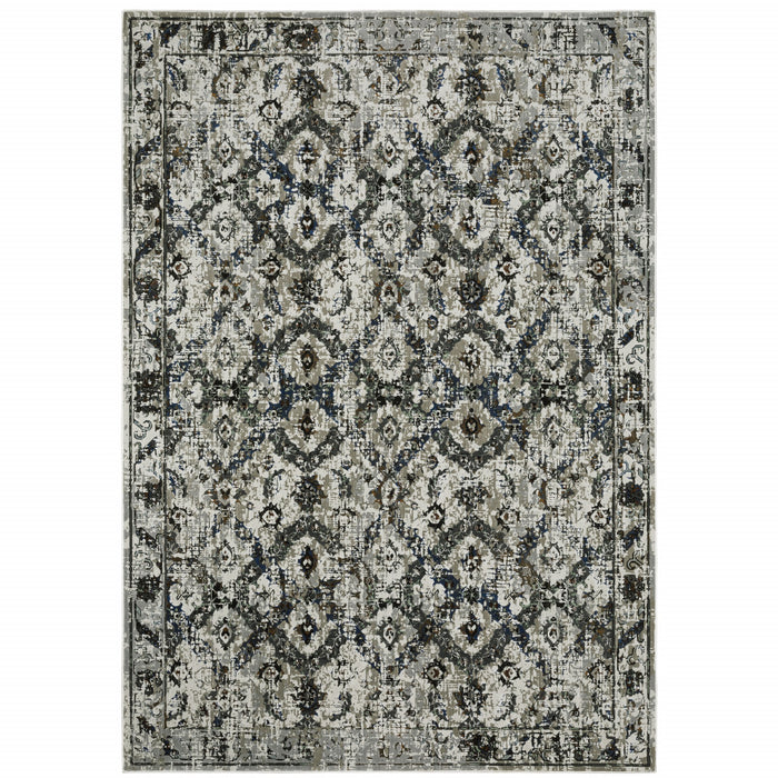 10' X 13' Black and Gray Oriental Power Loom Area Rug