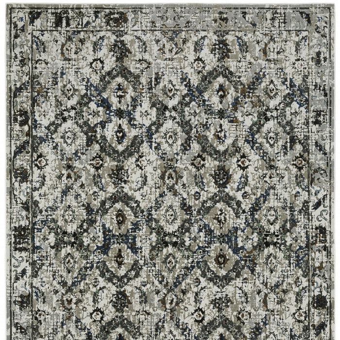 10' X 13' Black and Gray Oriental Power Loom Area Rug