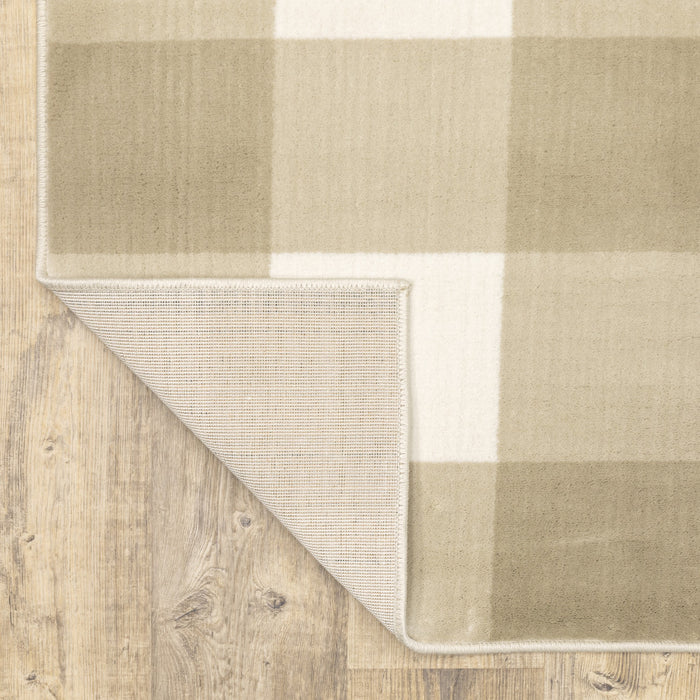 10' X 13' Beige and Ivory Geometric Power Loom Area Rug