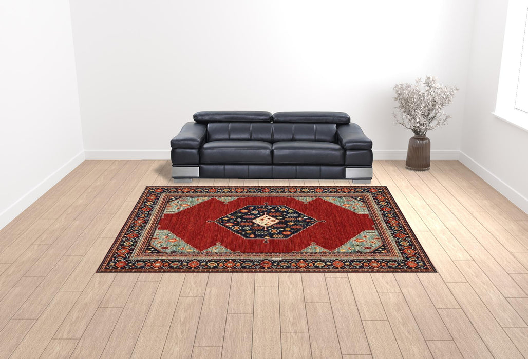 10' X 13' Red and Black Oriental Power Loom Area Rug