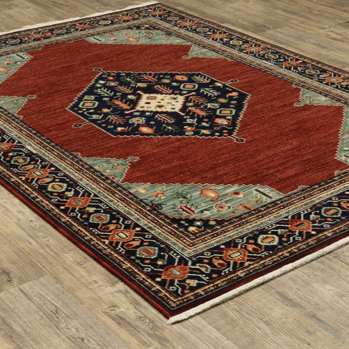 10' X 13' Red and Black Oriental Power Loom Area Rug