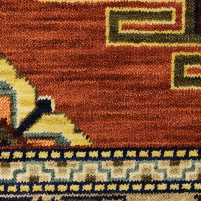 10' X 13' Red Gold Blue Brown Oriental Power Loom Stain Resistant Area Rug With Fringe