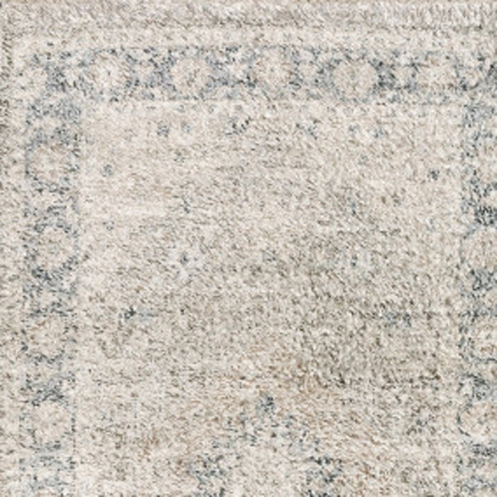 8' Beige and Ivory Oriental Hand Loomed Runner Rug With Fringe