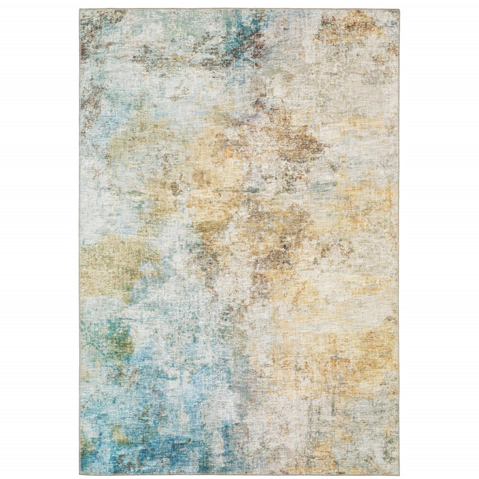 8' X 10' Blue and Beige Abstract Power Loom Area Rug