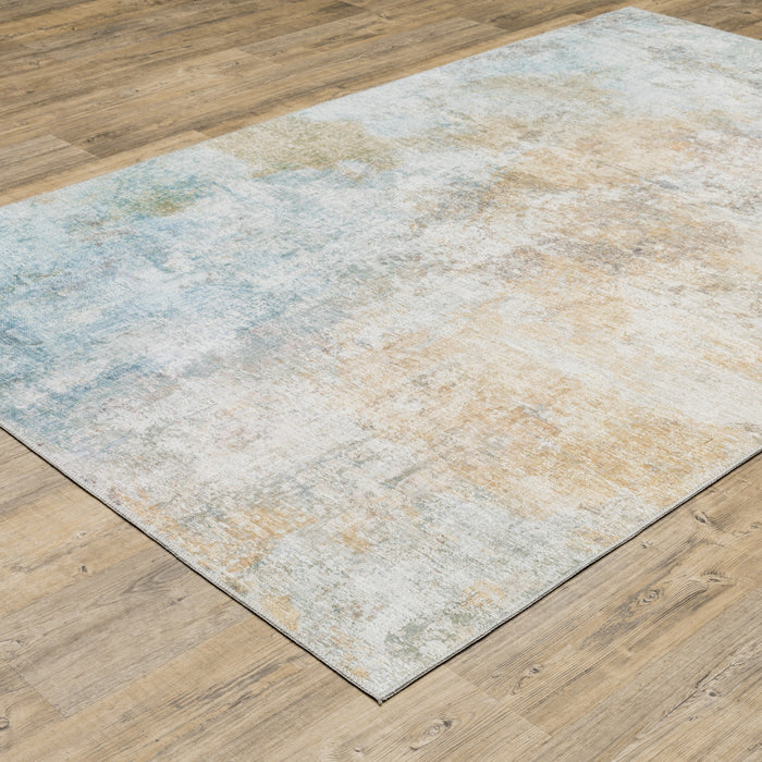 8' X 10' Blue and Beige Abstract Power Loom Area Rug