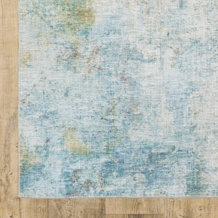 8' X 10' Blue and Beige Abstract Power Loom Area Rug