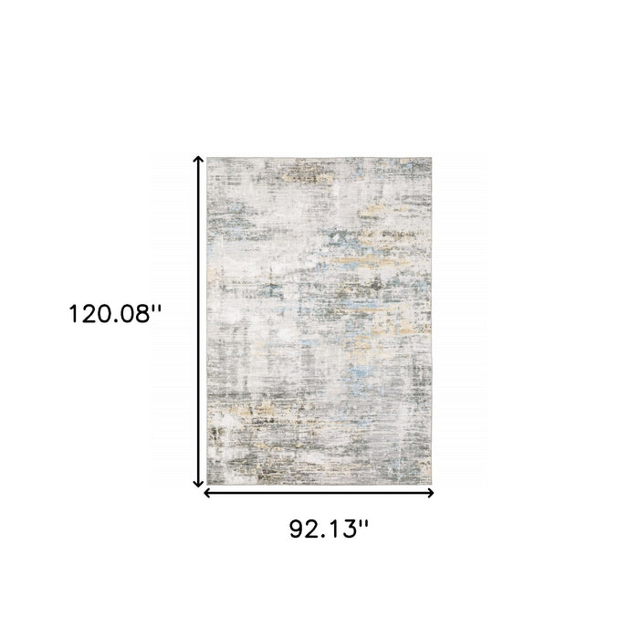 8' X 10' Blue and Gray Abstract Power Loom Area Rug