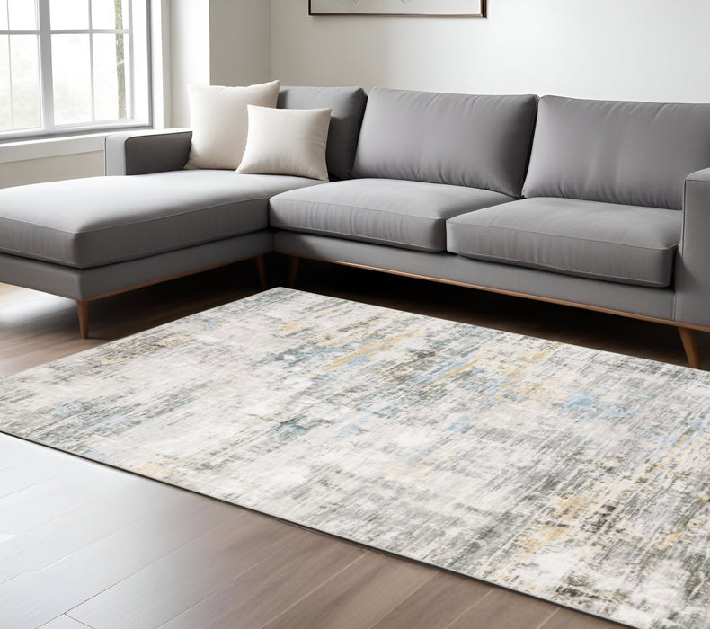 8' X 10' Blue and Gray Abstract Power Loom Area Rug