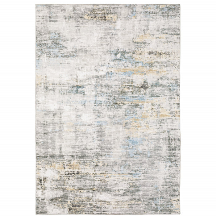 8' X 10' Blue and Gray Abstract Power Loom Area Rug