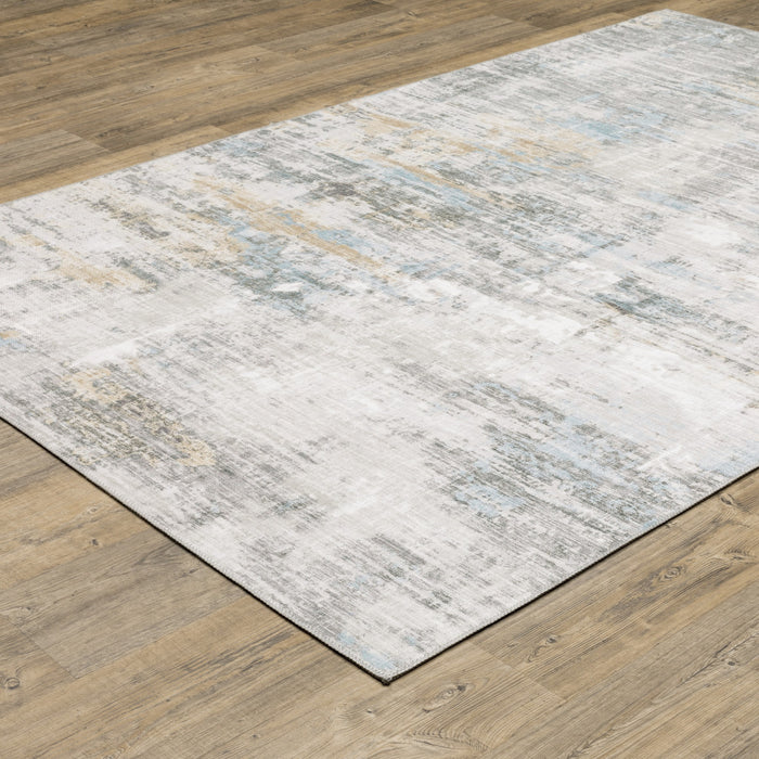 8' X 10' Blue and Gray Abstract Power Loom Area Rug