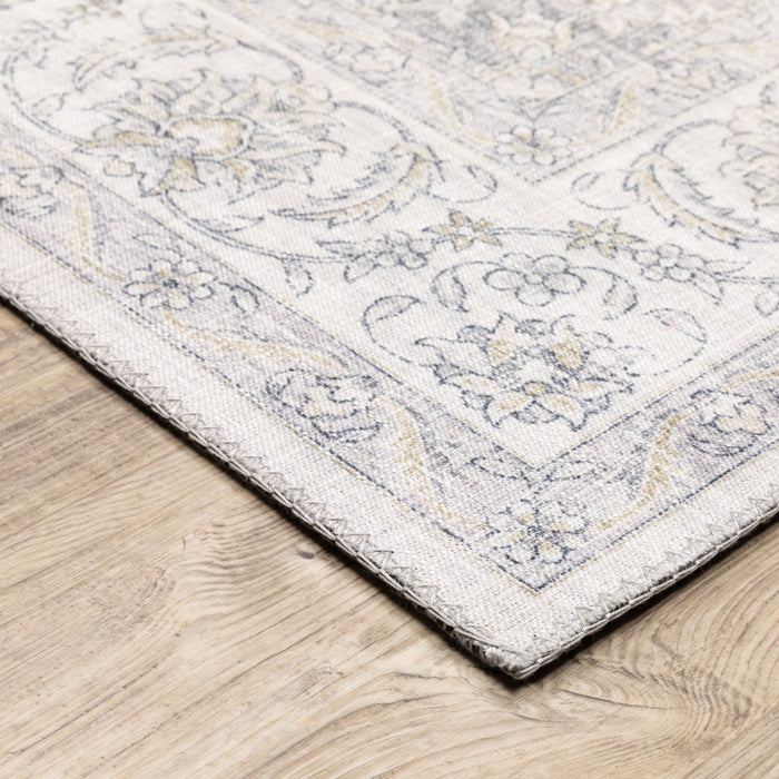 8' Beige and Ivory Oriental Power Loom Runner Rug