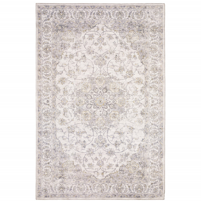 8' X 10' Beige and Ivory Oriental Power Loom Area Rug