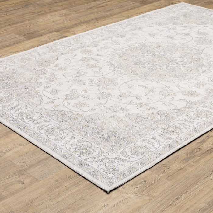 8' X 10' Beige and Ivory Oriental Power Loom Area Rug