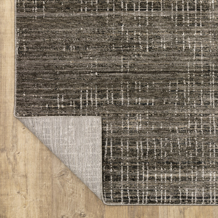 3' X 5' Charcoal Grey Grey Ivory Tan And Brown Abstract Power Loom Stain Resistant Area Rug