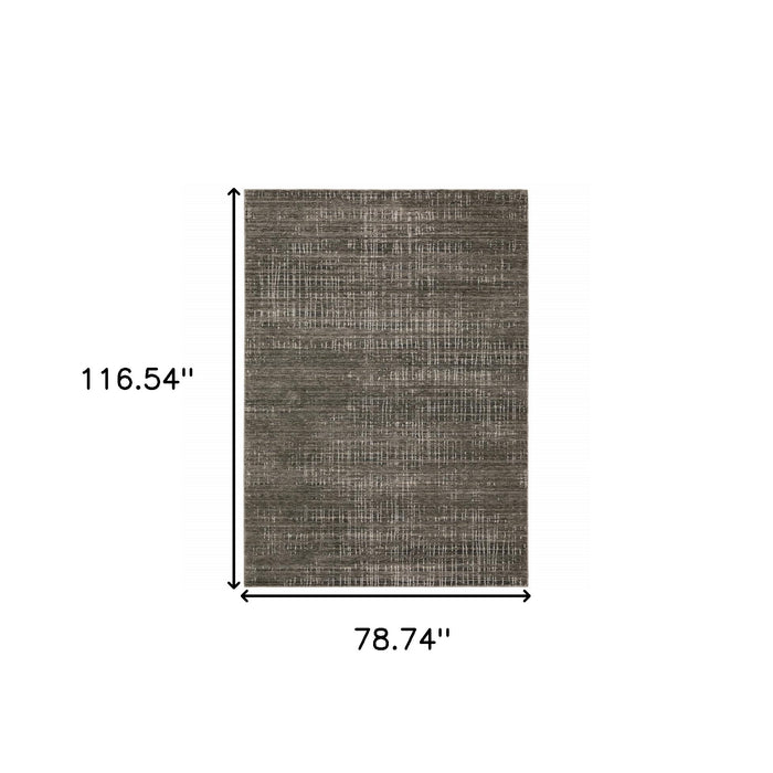 7' X 10' Gray and Ivory Abstract Power Loom Area Rug