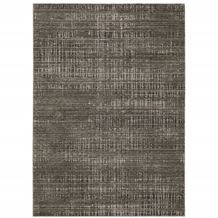 7' X 10' Gray and Ivory Abstract Power Loom Area Rug