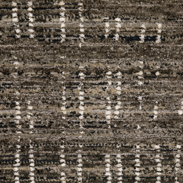 10' X 13' Charcoal Grey Grey Ivory Tan And Brown Abstract Power Loom Stain Resistant Area Rug