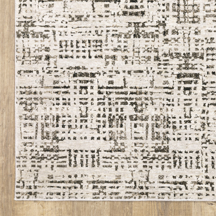 7' X 10' Gray and Ivory Abstract Power Loom Area Rug