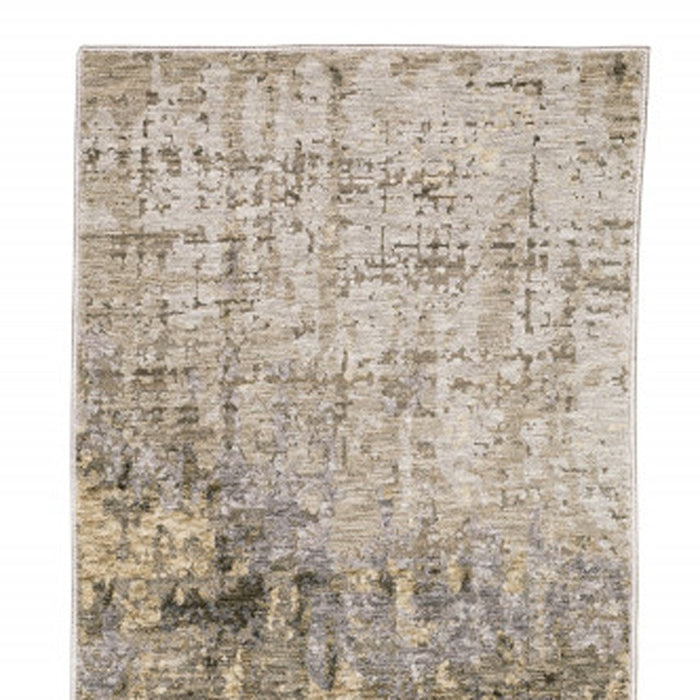 2' X 8' Beige Grey Ivory Tan And Brown Abstract Power Loom Stain Resistant Runner Rug