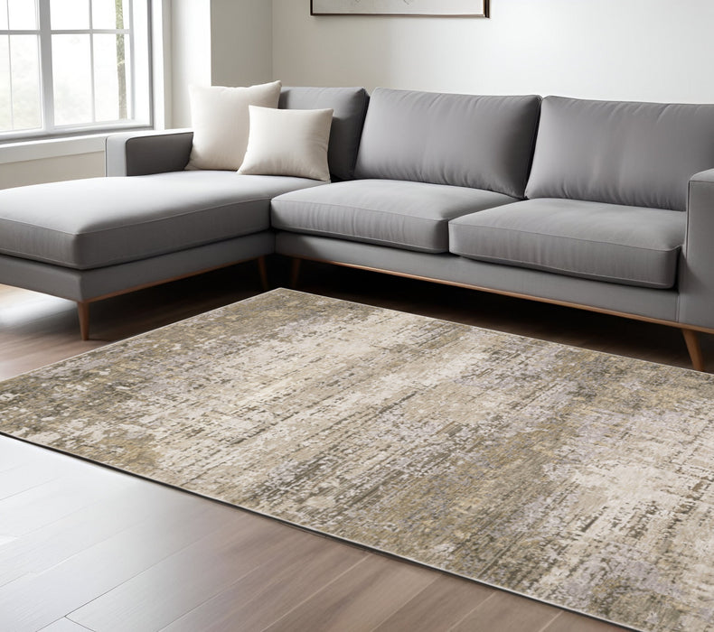 7' X 10' Beige and Ivory Abstract Power Loom Area Rug