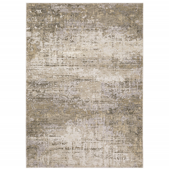 7' X 10' Beige and Ivory Abstract Power Loom Area Rug