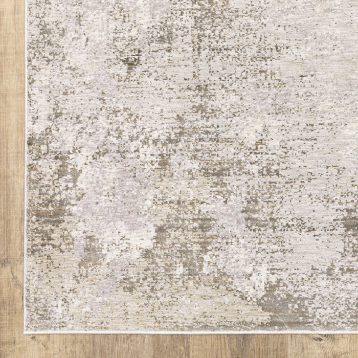 2' X 8' Beige Ivory Tan Grey And Brown Abstract Power Loom Stain Resistant Runner Rug