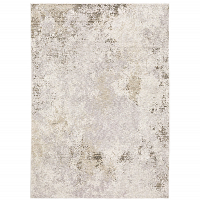 7' X 10' Beige and Ivory Abstract Power Loom Area Rug