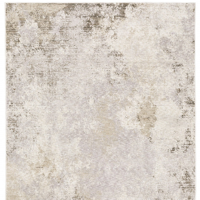 10' X 13' Beige Ivory Tan Grey And Brown Abstract Power Loom Stain Resistant Area Rug