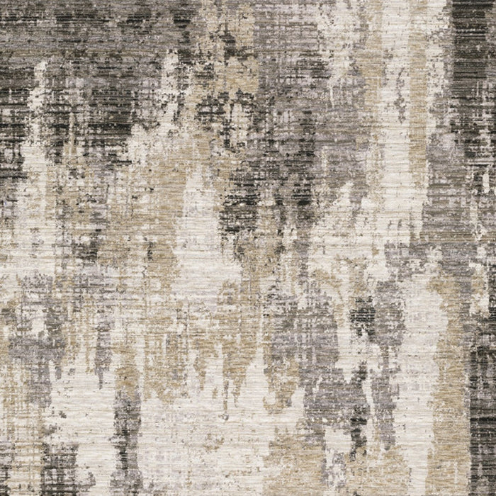 5' X 8' Grey Beige Charcoal Brown Tan And Ivory Abstract Power Loom Stain Resistant Area Rug