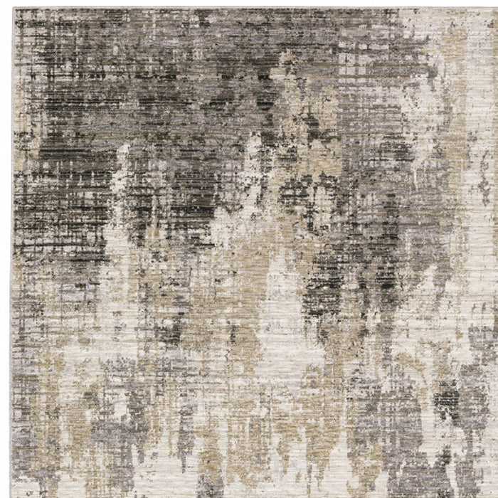 10' X 13' Gray And Ivory Abstract Power Loom Area Rug