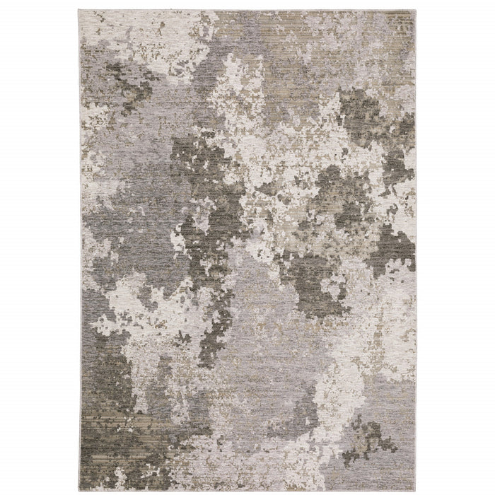 7' X 10' Gray and Ivory Abstract Power Loom Area Rug