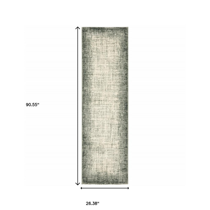 2' X 8' Grey Beige And Blue Power Loom Stain Resistant Runner Rug