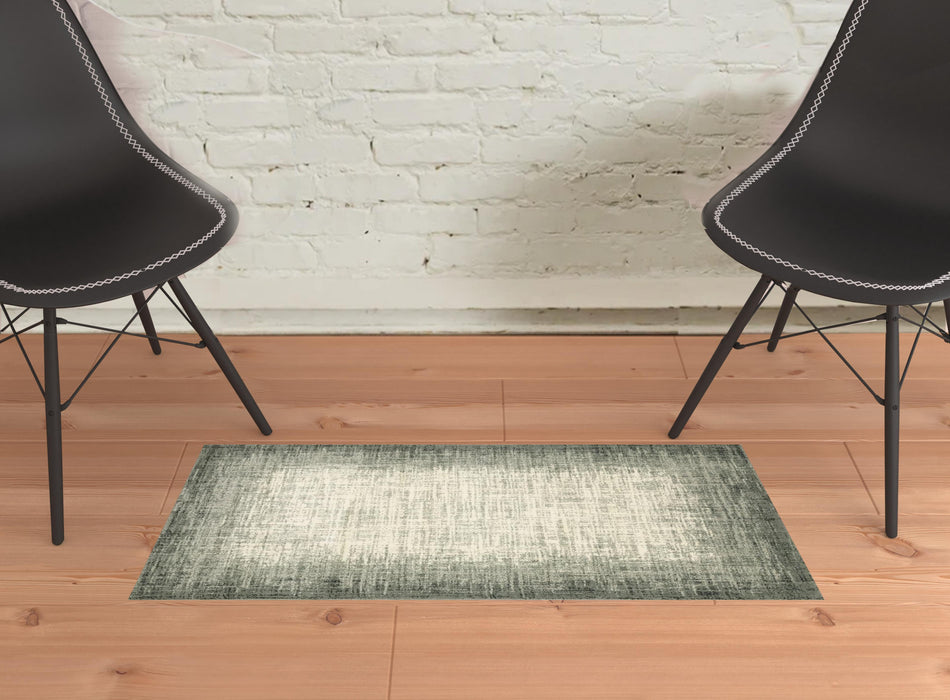 2' X 3' Grey Beige And Blue Power Loom Stain Resistant Area Rug