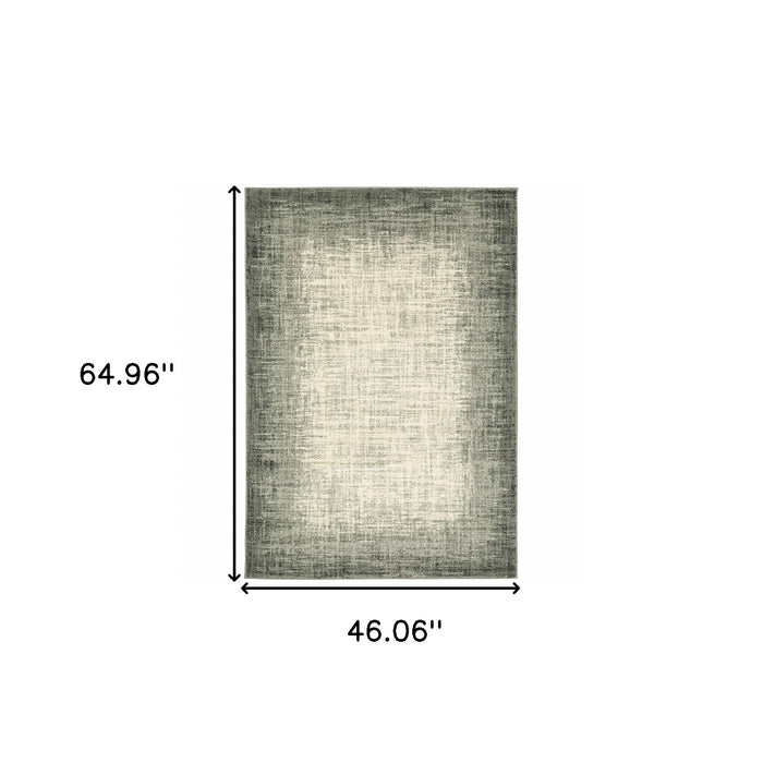 4' X 6' Grey Beige And Blue Power Loom Stain Resistant Area Rug