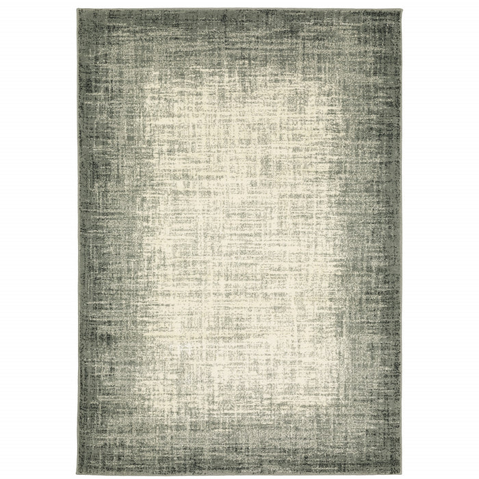 5' X 7' Grey Beige And Blue Power Loom Stain Resistant Area Rug