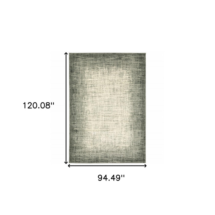 8' X 10' Grey Beige And Blue Power Loom Stain Resistant Area Rug