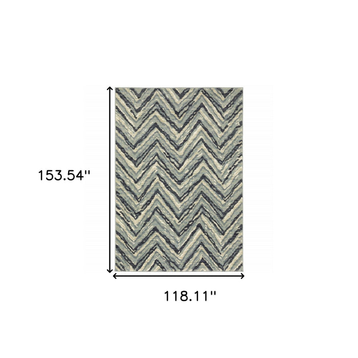 10' X 13' Gray and Ivory Geometric Power Loom Area Rug