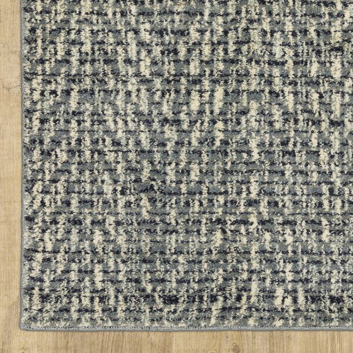 2' X 3' Blue Ivory Grey And Light Blue Geometric Power Loom Stain Resistant Area Rug