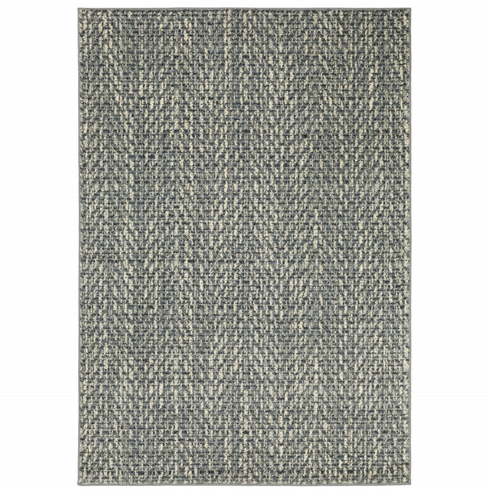 10' X 13' Gray and Ivory Geometric Power Loom Area Rug