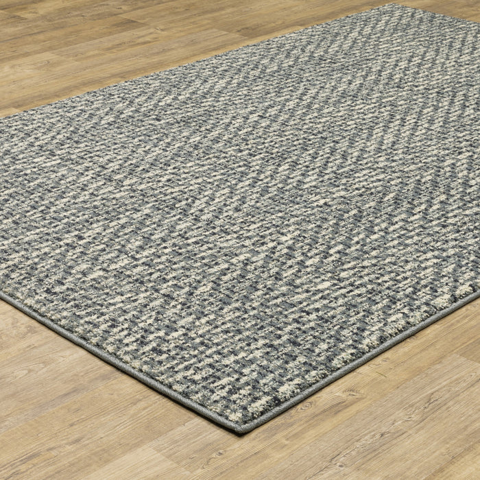 10' X 13' Gray and Ivory Geometric Power Loom Area Rug