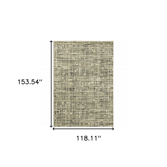 10' X 13' Gray and Ivory Geometric Power Loom Area Rug