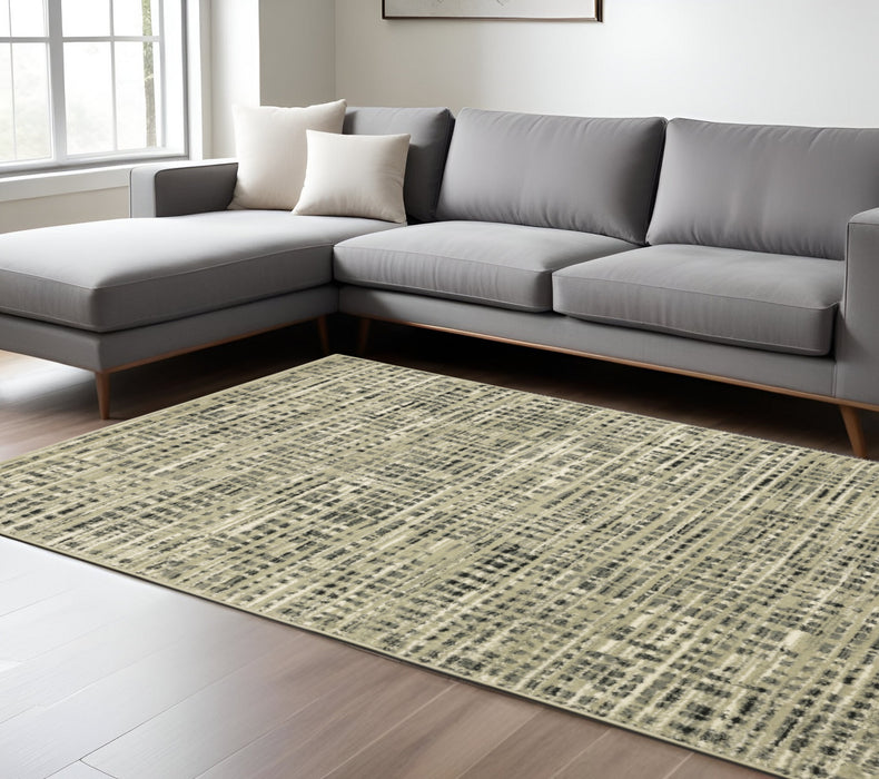 10' X 13' Gray and Ivory Geometric Power Loom Area Rug