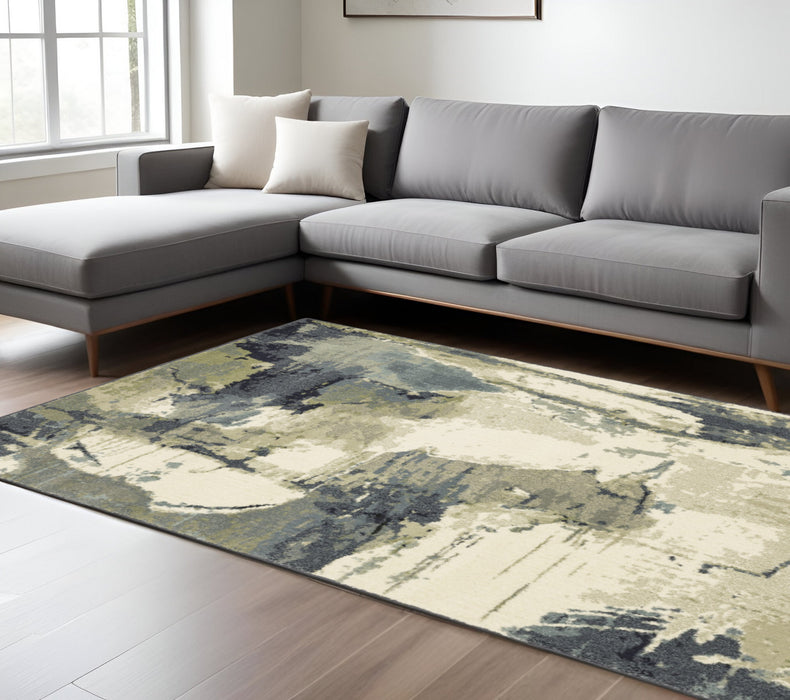 10' X 13' Gray and Ivory Abstract Power Loom Area Rug