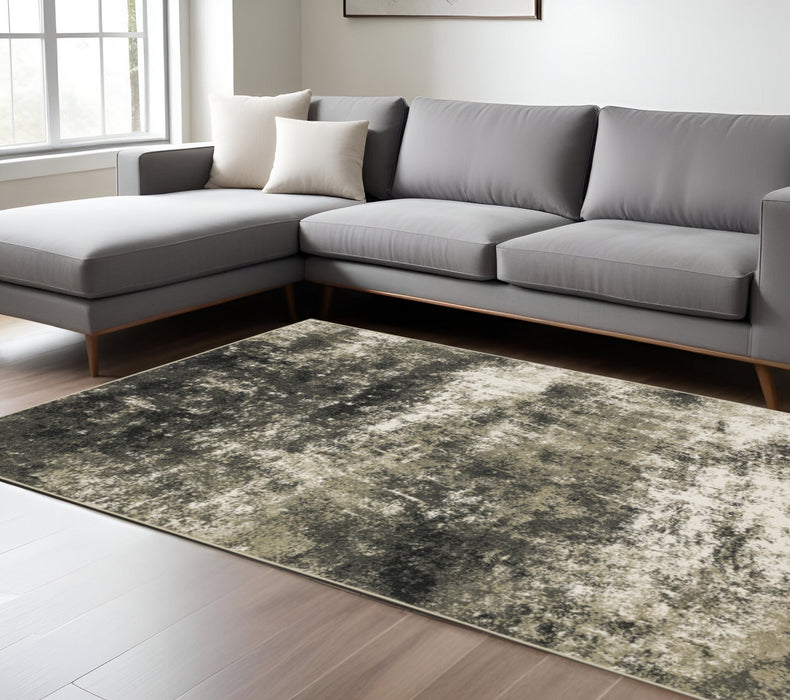 10' X 13' Gray and Ivory Abstract Power Loom Area Rug