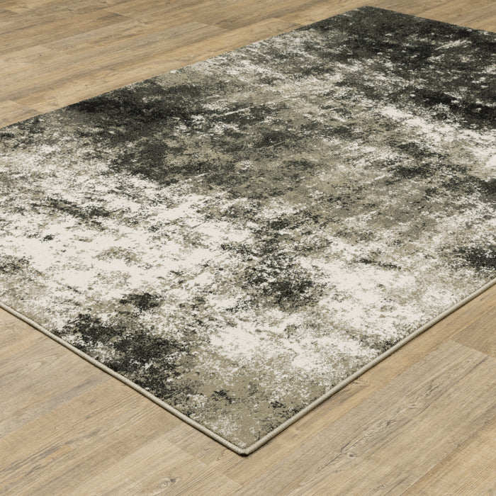 10' X 13' Gray and Ivory Abstract Power Loom Area Rug